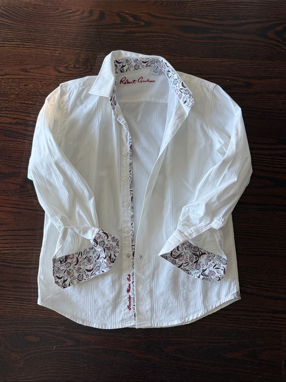 Robert Graham White Dress Shirt with Paisley Trim